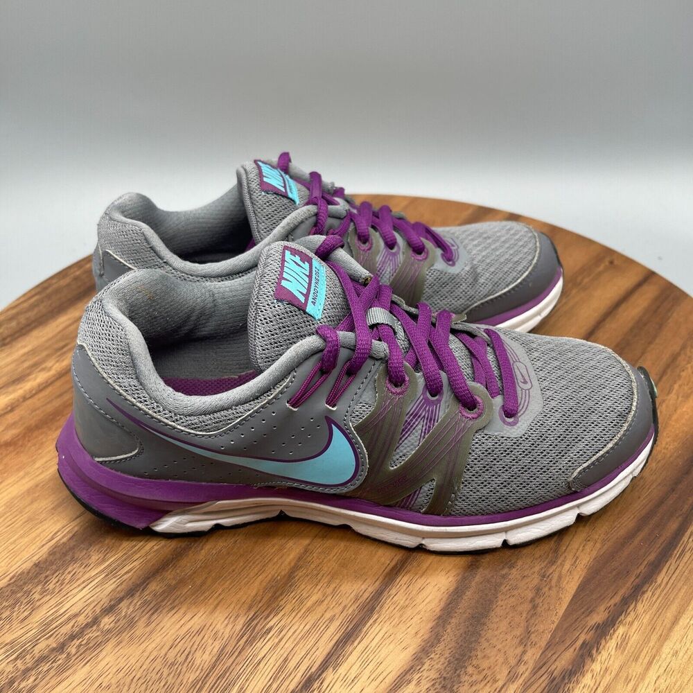 Nike Anodyne DS 2 Shoes Womens Size 7 Gray Purple Running Gym Workout Sneakers